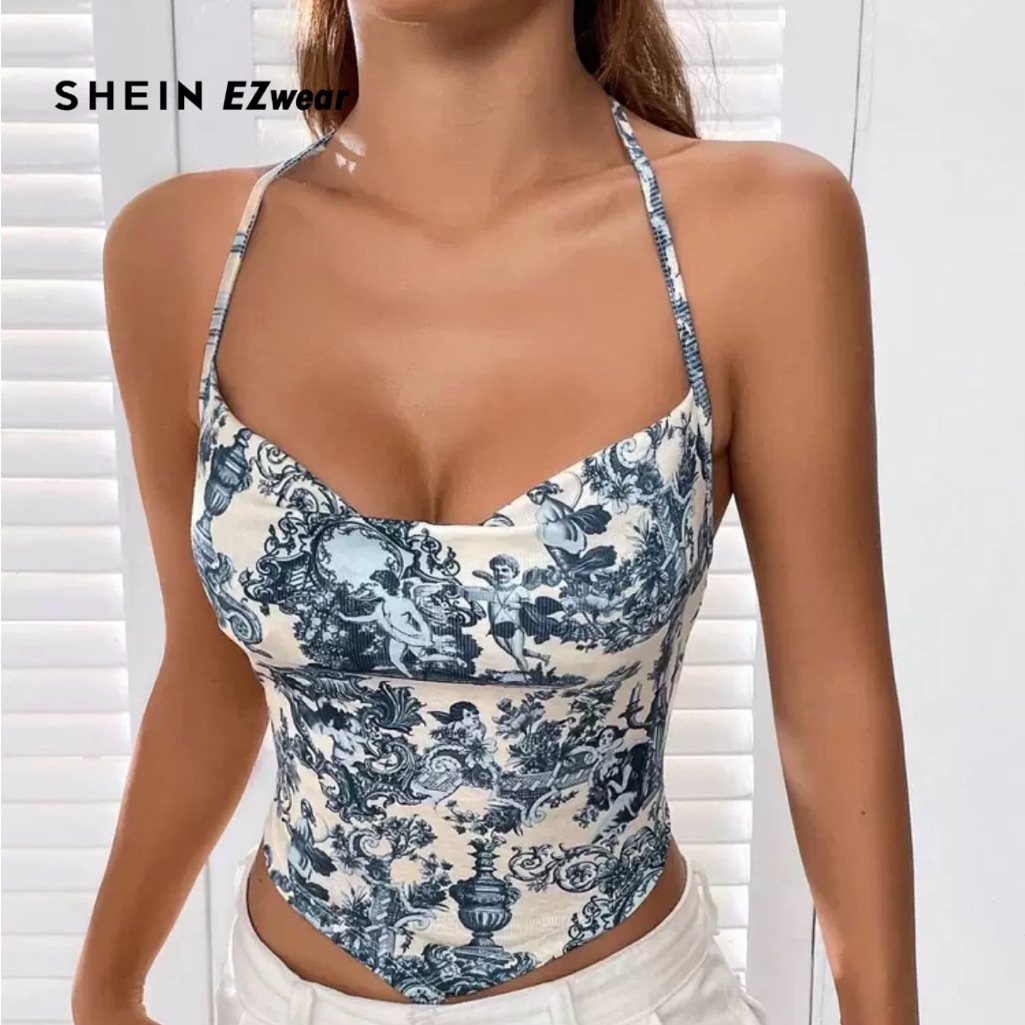 Small Fancy Designed Shein Tie Crop Top